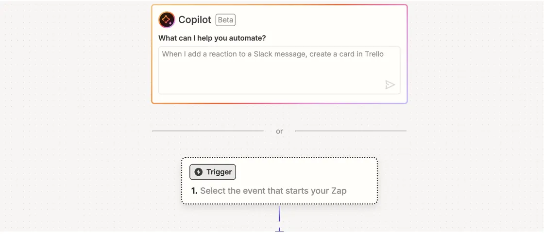 Editor de Zap, bloco acionador