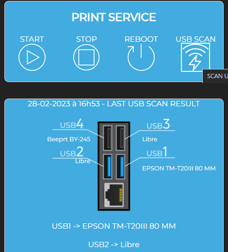 USB Scan and printer settings