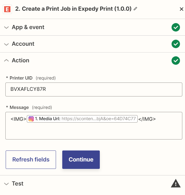 Configure print job
