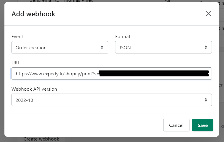 Webhook configuration